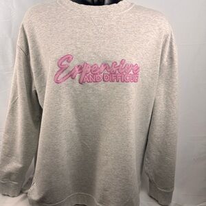 Gray Crewneck with Pink Design - Expensive and Difficult